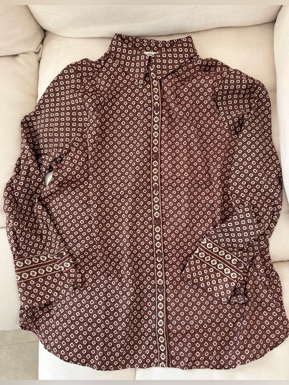 Women’s Max Studio London Festive Moroccan Print Silky Top 1X NEW
